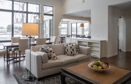 Living room overlooking the river