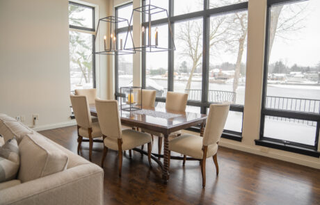 Home dining area with views overlooking the river