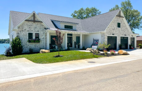 Exterior shot of lakefront home