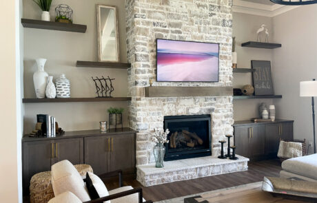 Beautiful living room with stunning fireplace