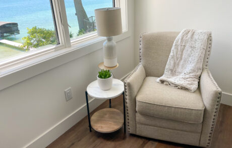 Cozy chair in guest bedroom